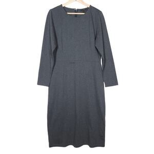J.Crew Womens Dress 14 Gray Cotton 3/4 Sleeve Knee Length Crew Neck Office Wear